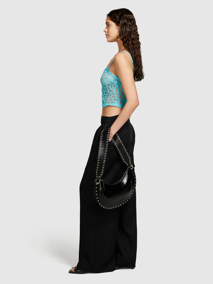 Cropped crochet top - women's tops - Turquoise | Sisley image number 2